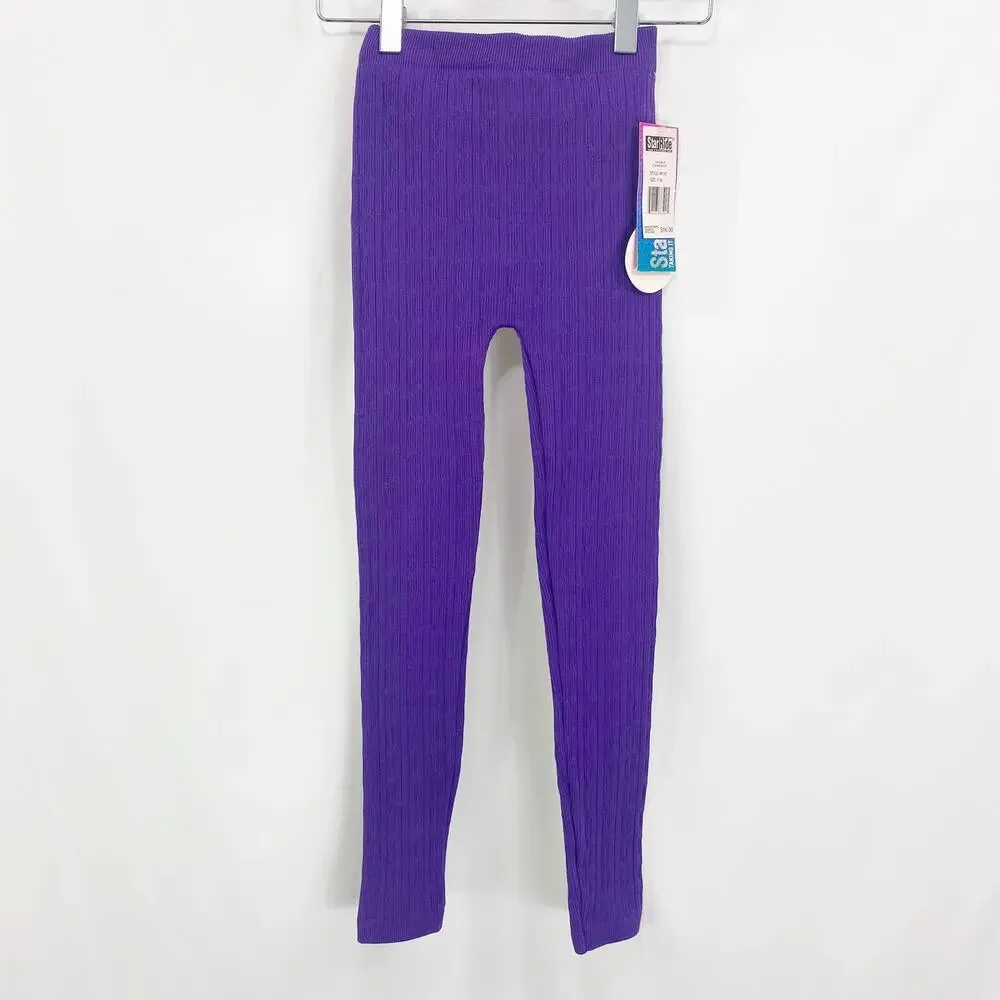 STAR RIDE Purple High Waist Stretchy Leggings Textured